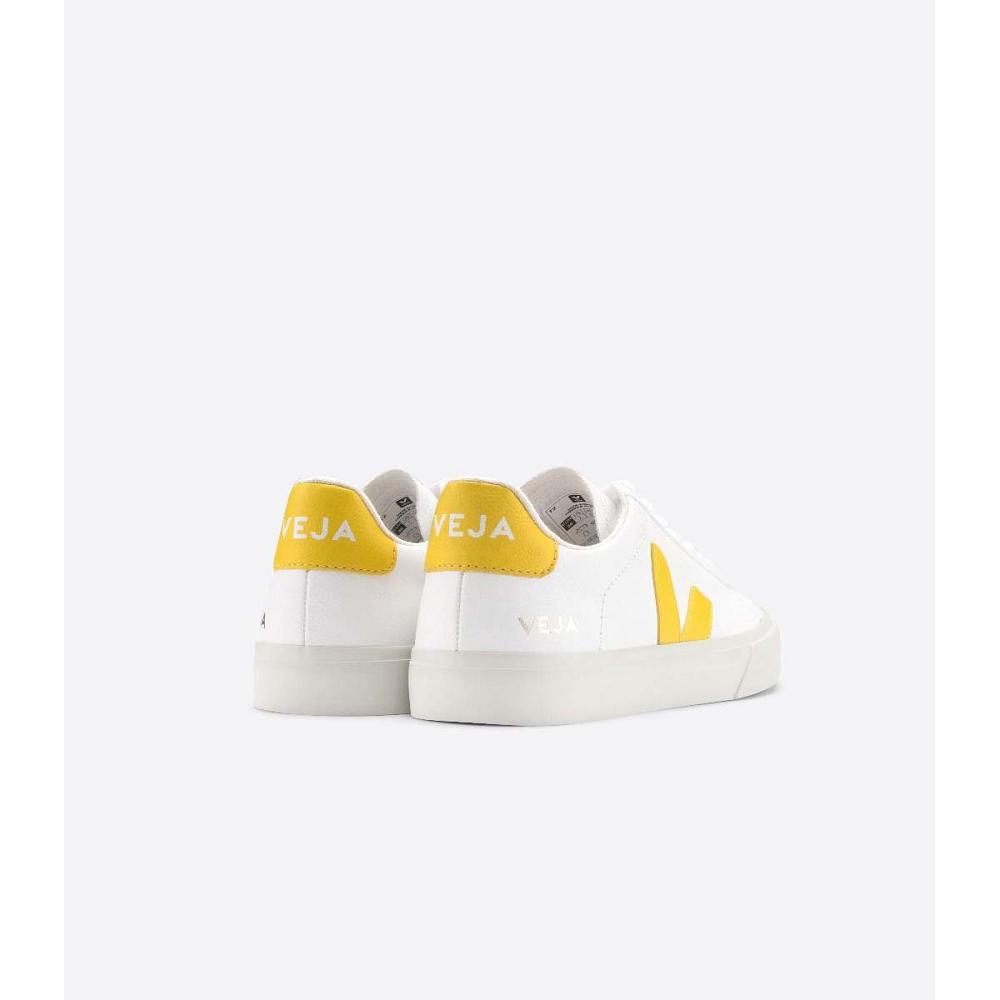 White/Yellow Men's Veja CAMPO CHROMEFREE Low Tops Sneakers | AU 205HAP